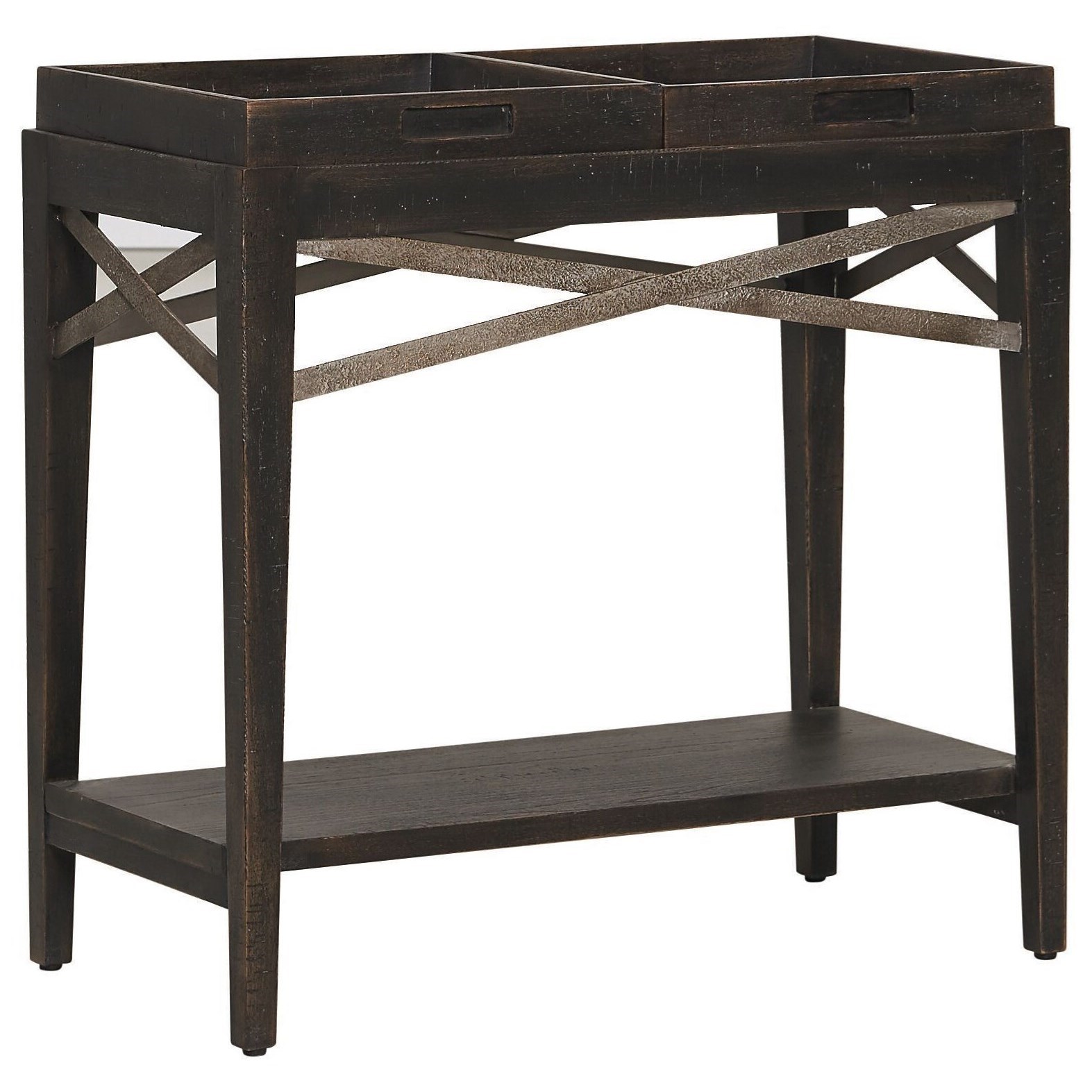 Bassett Woodridge Transitional Chairside Table with Removable Trays